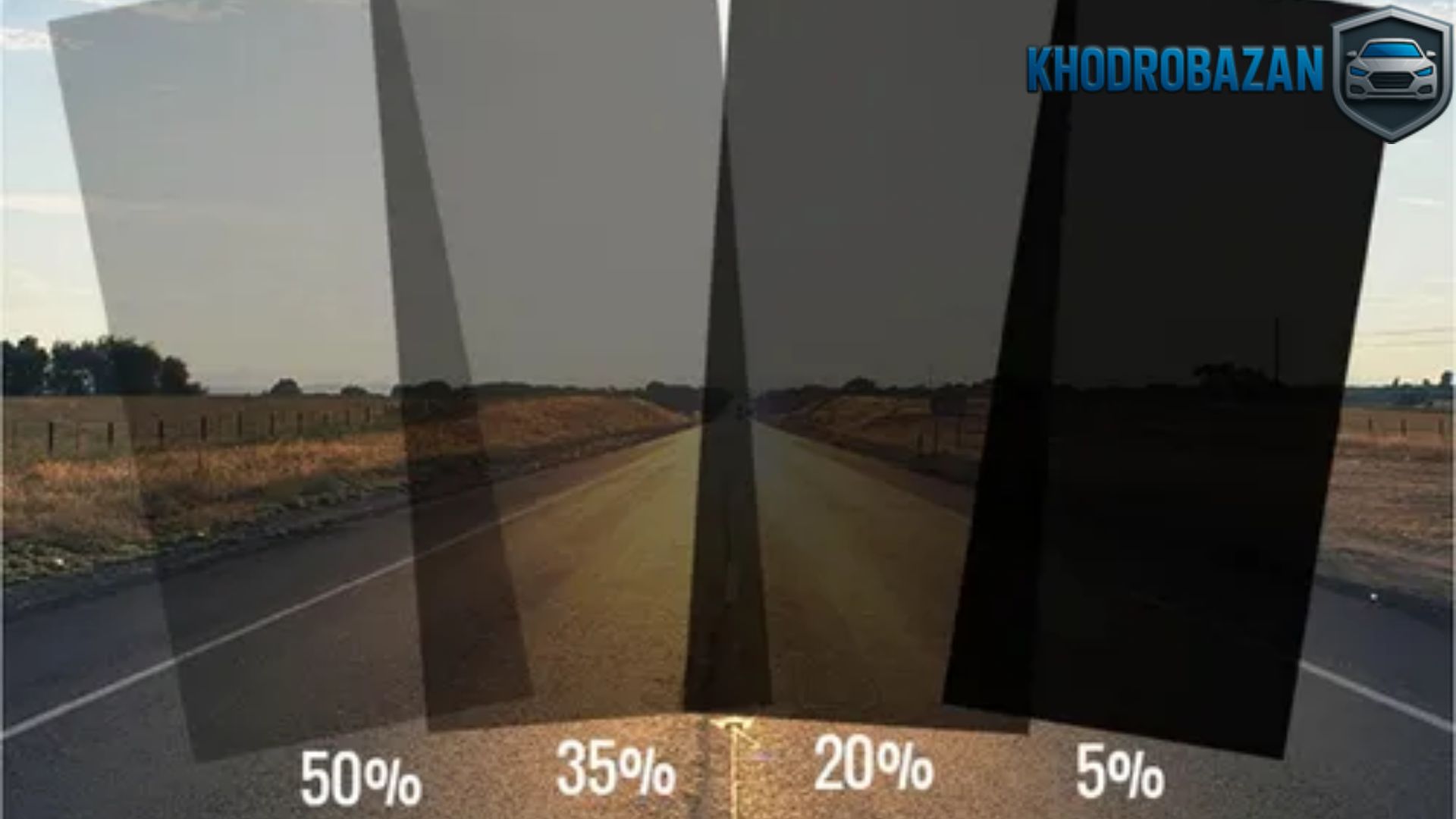 جدول راهنمای درصد مجاز شیشه دودی: